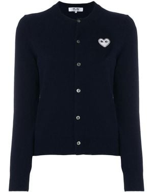 COMME DES GARÇONS PLAY Embroidered Heart Cardigan - Blue