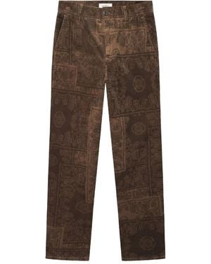 Les Deux Kody Paisley-Pattern Corduroy Trousers - Brown