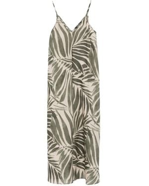 Pennyblack Leaf-Print V-Neck Midi Dress - White