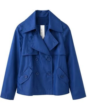 Chiarulli Double-Breasted Cropped Trench Coat - Blue