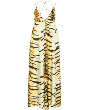 Nanushka Zebra-Print Maxi Dress - Metallic