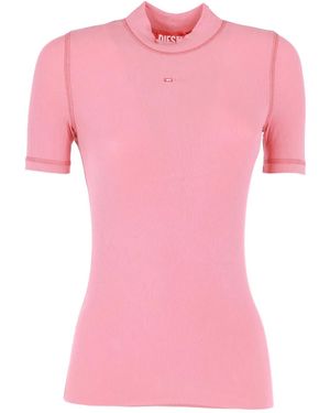 DIESEL T-Mokky-Microdiv Ribbed T-Shirt - Pink
