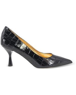 Madison Maison Annuccia Leather Croc-Effect Pumps - Black