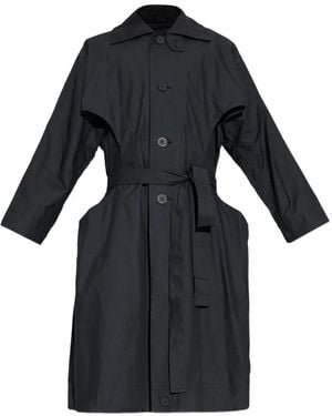 Homme Plissé Issey Miyake Cavity Belted Buttoned Coat - Black