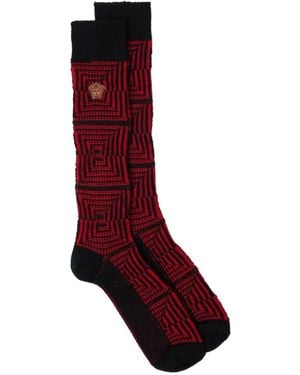 Versace Chaussettes En Laine À Logo Brodé - Red