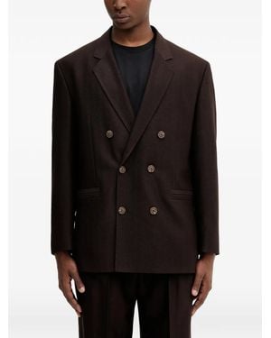 HUGO Double-breasted herringbone blazer - Schwarz