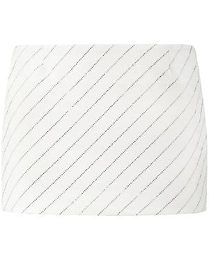 Philipp Plein Crystal-Embellished Pinstriped Mini Skirt - White