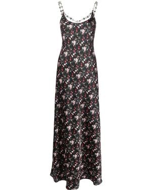 Rabanne Floral-Print Chain-Link Maxi Dress - White