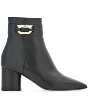 Ferragamo Gancini 60Mm Leather Ankle Boots - Black
