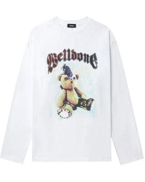 we11done Sweatshirt mit Bär-Print - Weiß