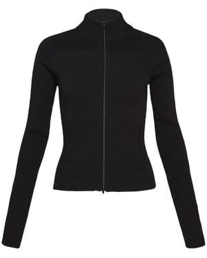 Alexander Wang Ribbed-Knit Zip-Up Sweater - Black