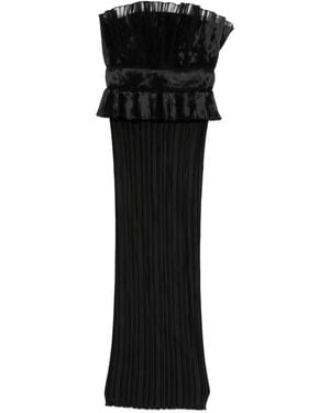 L'idée Ruffled Pleated Midi Dress - Black