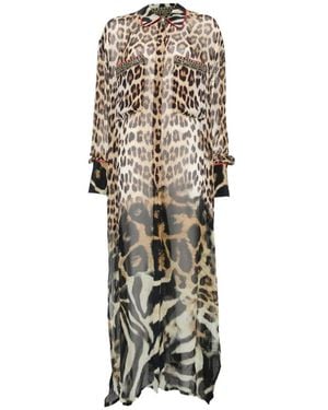 CAMILLA Leopard-Print Crystal-Embellished Shirt Maxi Dress - White