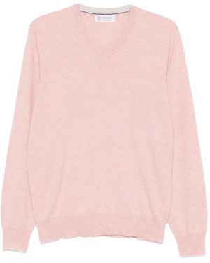 Brunello Cucinelli Vネック カシミアセーター - ピンク