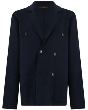Slowear Double-Breasted Knitted Blazer - Blue