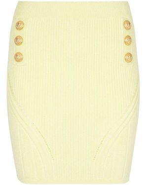 Balmain Minijupe À Détails Nervurés - Yellow