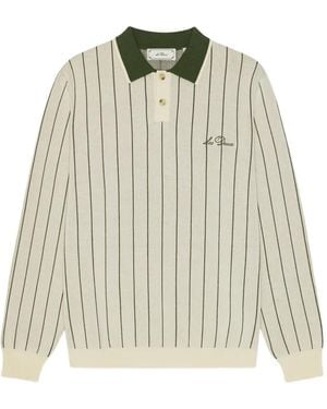 Les Deux Pinstripe-Pattern Polo Jumper - White