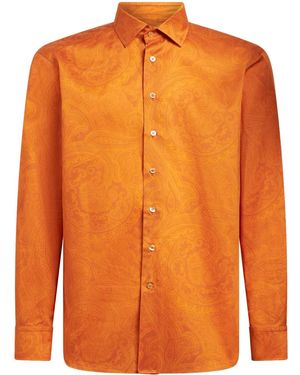 Etro Chemise En Coton À Imprimé Cachemire - Orange