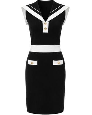 KARL LAGERFELD Minikleid Mit Matrosenkragen Und Kontrastbesatz - Schwarz