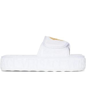 Versace Medusa Head Platform Slippers - White