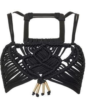 KARIMA Knotted Square-Neck Top - Black