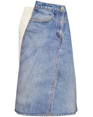 Pushbutton Midi-Rok Met Vlakken - Blauw