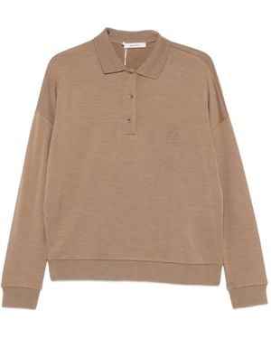 Max Mara Polo-Collar Drop-Shoulder Jumper - Natural