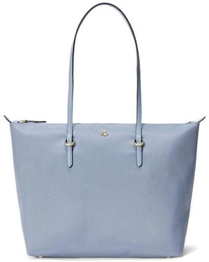Ralph Lauren Medium Keaton Logo-Plaque Tote Bag - Blue