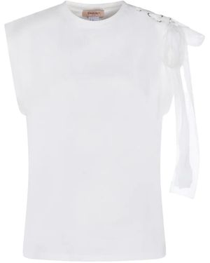 Twinset Tie-Detail T-Shirt - White