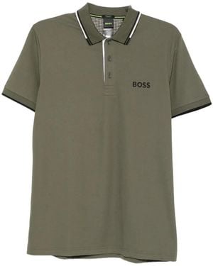 BOSS Logo-Print Polo Shirt - Green