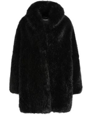 Dolce & Gabbana Fur-Effect Coat - Black