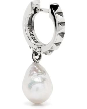 Emanuele Bicocchi Pyramid Stud Pearl Hoop Earring - White
