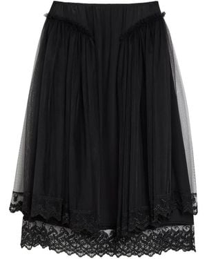 Simone Rocha Ruffled Lace Midi Skirt - Black