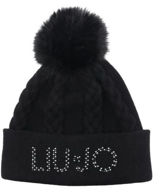 Liu Jo Cable-Knit Pompom Hat - Black