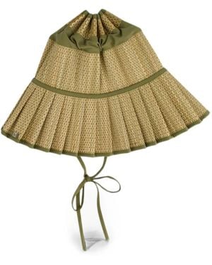 Lorna Murray Capri Pleated Grass-Fibre Sun Hat - Green