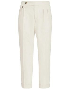 Brunello Cucinelli Garment-Dyed Trousers - White