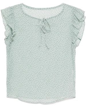 To b. by agnès b. Clover Print Frill Blouse - Blue