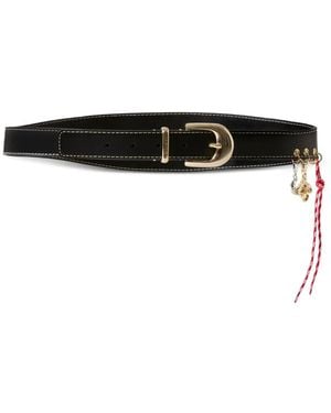 Claudie Pierlot Leather Eyelet Belt With Charms - Black
