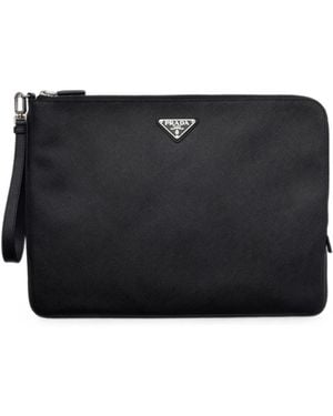 Prada Saffiano Leather Pouch - Black