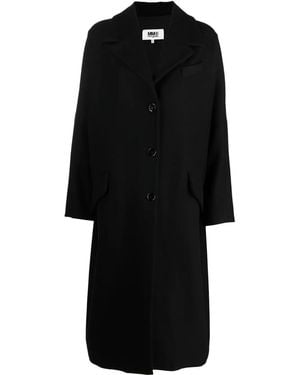 MM6 by Maison Margiela Single-Breasted Felted Coat - Black