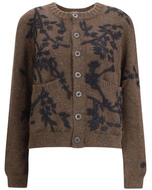 BAZISZT Cárdigan blossom con motivo floral - Marrón