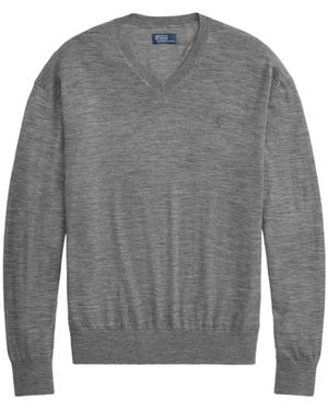 Polo Ralph Lauren Wool Pony-Embroidered Sweater - Gray