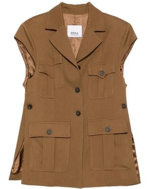 Erika Cavallini Semi Couture Malik Button-Up Utility Waistcoat - Brown