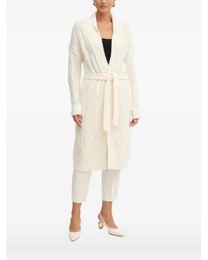Guess Cable-Knit Belted Cardigan - Natural