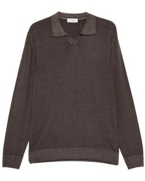 Piacenza Cashmere Spread-Collar Knitted Sweater - Brown