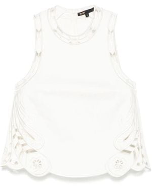 Maje Embroidered Tank Top - White