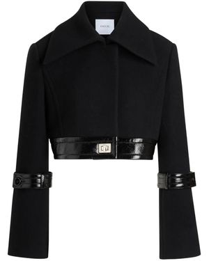 Patou Cropped Belted Wool Jacket - Black