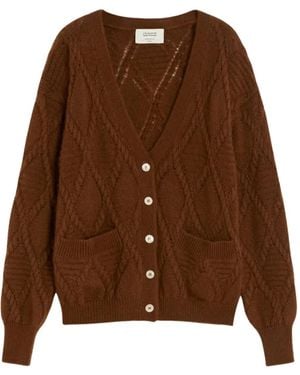 Weekend by Maxmara Kabelgebreid Vest Met Diamantpatroon - Bruin