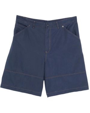 Moncler Contrast-Stitching Cargo Shorts - Blue