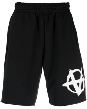 Vetements Logo-Print Knee-Length Shorts - Black